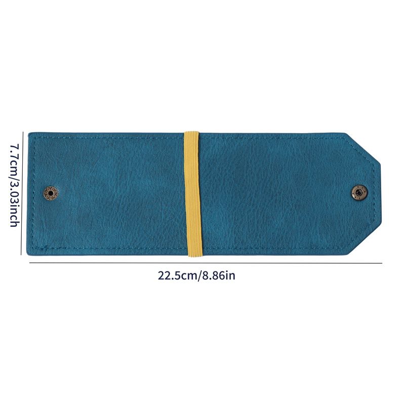 3PCS Blue Slim PU Leather Cash Holder and Bill Organizer - Professional Long Wallet with Dual Snap Buttons and Elastic Band for Business, Travel, and Personal Finance - Image 1