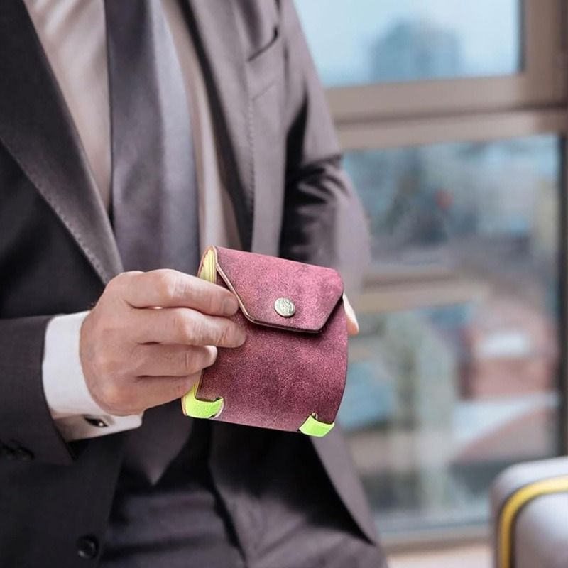 3PCS Red Slim PU Leather Cash Holder and Bill Organizer - Professional Long Wallet with Dual Snap Buttons and Elastic Band for Business, Travel, and Personal Finance - Image 2