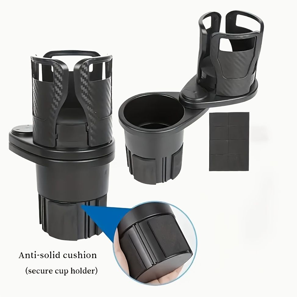 3 PCS Black 2-in-1 Universal Car Cup Holder Expander - 360 Degree Rotating Multifunctional Beverage Rack, Adjustable Upper Base Storage Organizer for Water Bottles, Coffee Mugs and Fast Food Cups - Image 2
