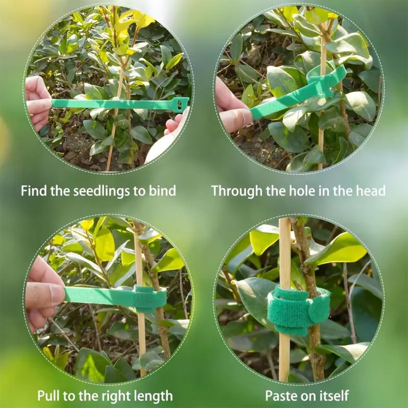 400 pcs Reusable Hook and Loop Cable Ties - 6-Inch T-Type Nylon Fastening Straps for Office Cable Management and Garden Plant Support, Interconnectable Design, Green - Image 6