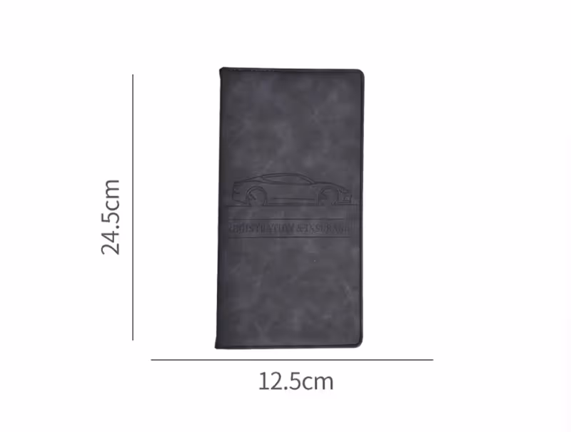 3 Pcs Premium PU Leather Car Registration and Insurance Holder - Slim Auto Document Organizer, Driver's License Wallet and Travel Passport Folder - Gray - Image 7