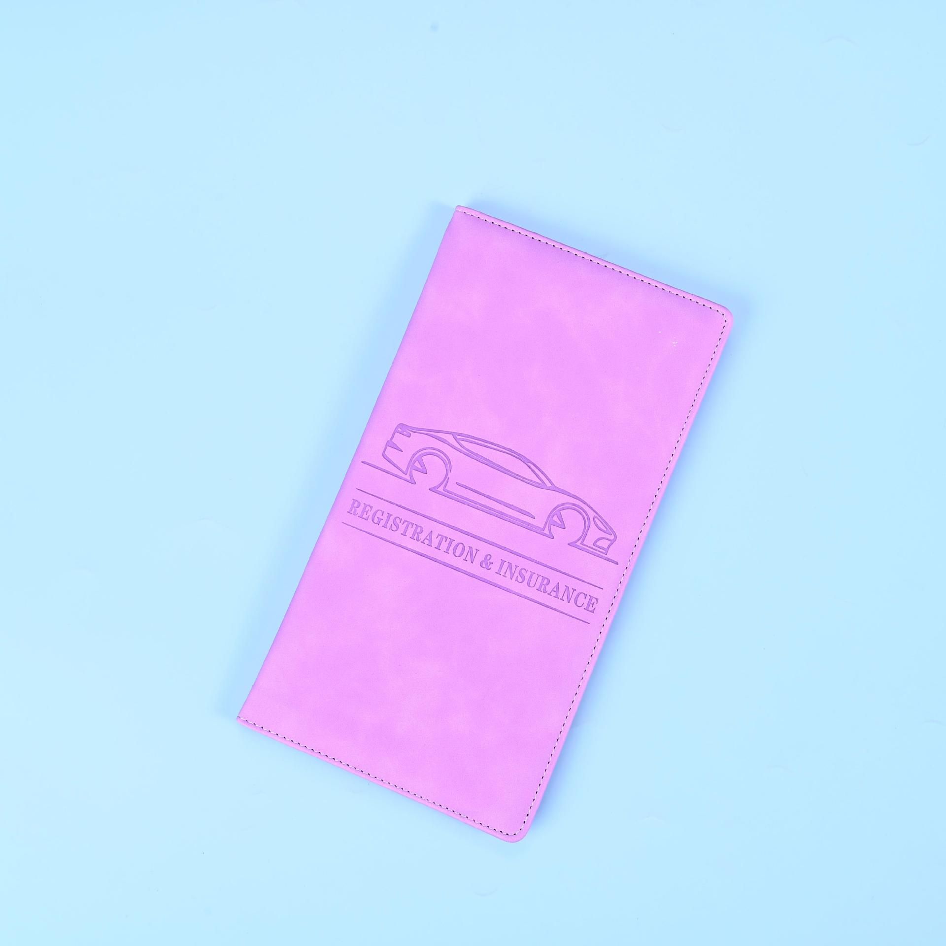 3 Pcs Premium PU Leather Car Registration and Insurance Holder - Slim Auto Document Organizer, Driver's License Wallet and Travel Passport Folder - Purple - Image 1