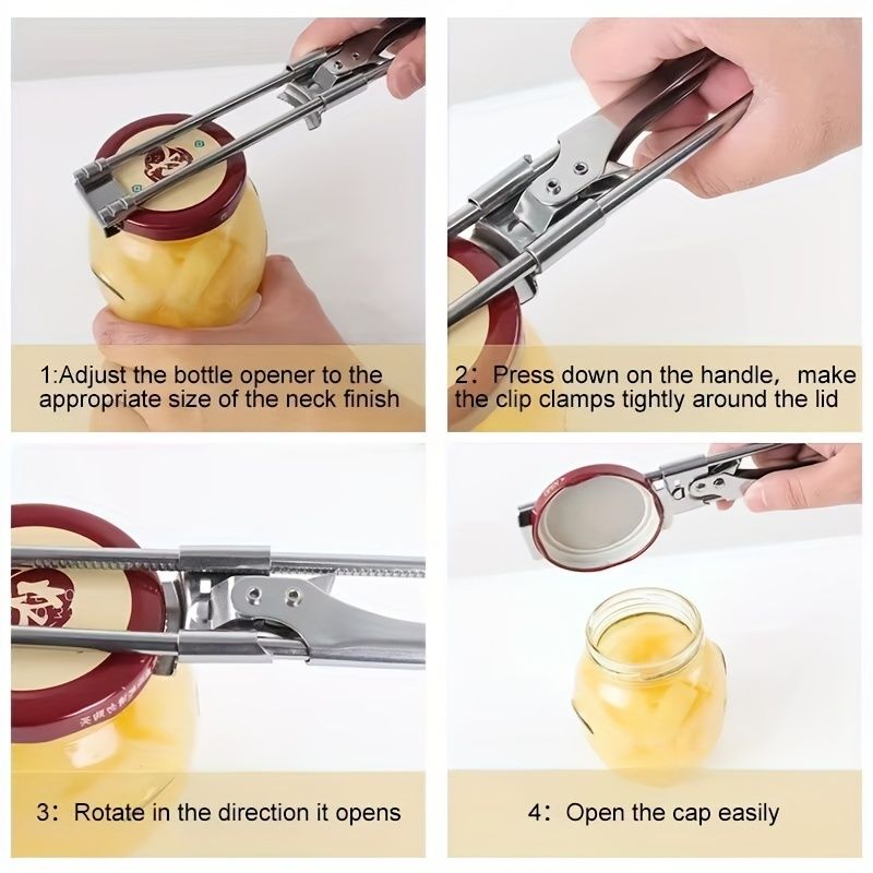 2 Set/4 Pcs Adjustable Jar Opener - Durable Stainless Steel Manual Lid Remover - Effortless Kitchen Gadget for Weak Hands and Seniors, Versatile Multi Size Can Opener, Space Saving Ergonomic Design - Image 5