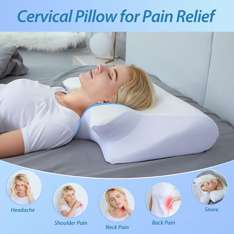 Cervical Memory Foam Pillow - Butterfly Contour Ergonomic Neck Support - 100% Slow Rebound Orthopedic Design for Side and Back Sleepers - Breathable Mesh with Washable Cover - Image 4