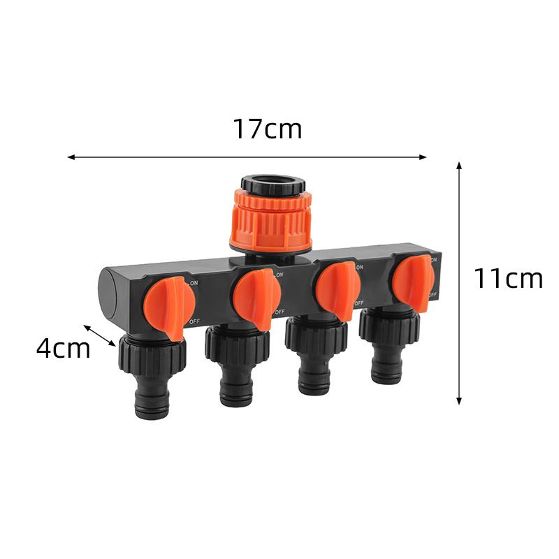 2pcs Orange 4-Way Garden Hose Splitter - Multi-Outlet Tap Manifold with Individual Control Valves - Universal Fit for 1/2 inch 3/4 inch and 1 inch Taps - Durable ABS Irrigation Water Distributor - Image 3