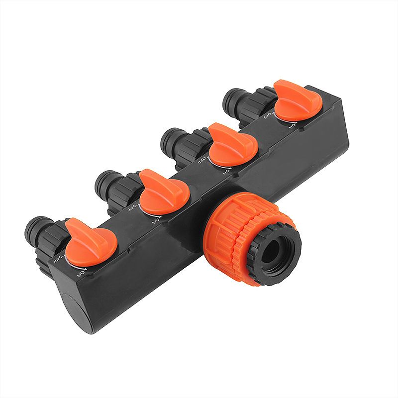 2pcs Orange 4-Way Garden Hose Splitter - Multi-Outlet Tap Manifold with Individual Control Valves - Universal Fit for 1/2 inch 3/4 inch and 1 inch Taps - Durable ABS Irrigation Water Distributor - Image 4
