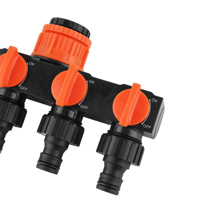 2pcs Orange 4-Way Garden Hose Splitter - Multi-Outlet Tap Manifold with Individual Control Valves - Universal Fit for 1/2 inch 3/4 inch and 1 inch Taps - Durable ABS Irrigation Water Distributor - Image 6