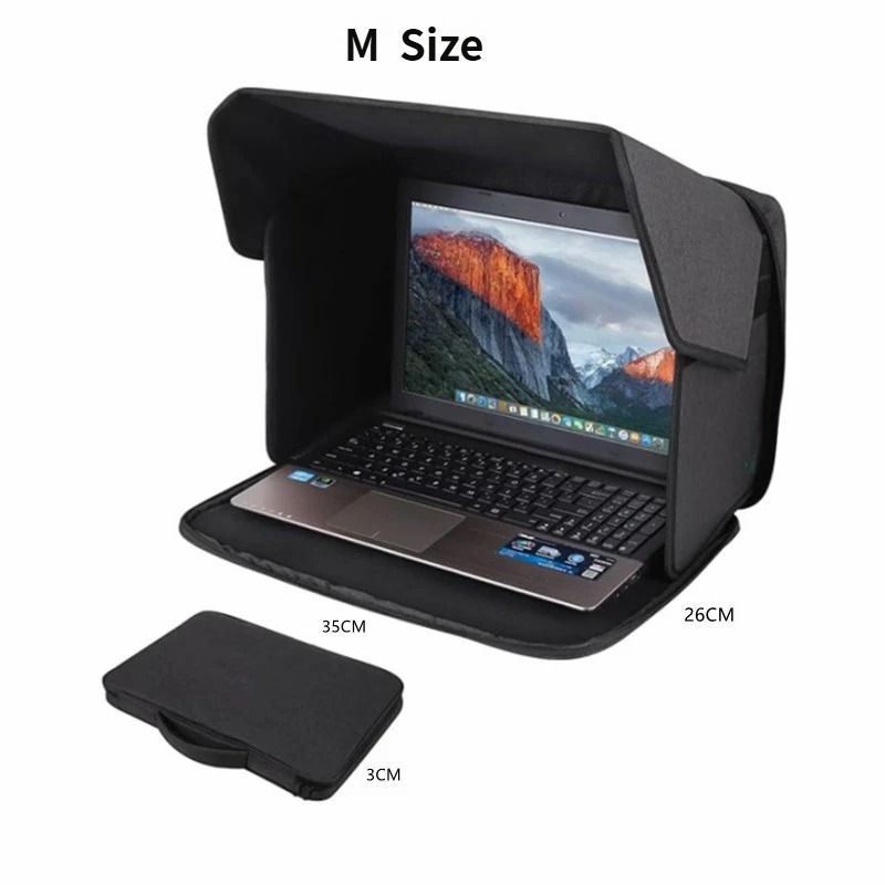 Laptop Sun Shade and Outdoor Privacy Hood - Fits Laptops up to 14 Inches Size M - Anti-Glare Screen Shield, Portable Foldable Design, Remote Work Essential for Park Beach and Outdoor Office Use - Image 1