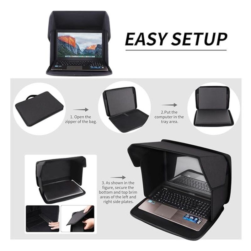 Laptop Sun Shade and Outdoor Privacy Hood - Fits Laptops up to 14 Inches Size M - Anti-Glare Screen Shield, Portable Foldable Design, Remote Work Essential for Park Beach and Outdoor Office Use - Image 5