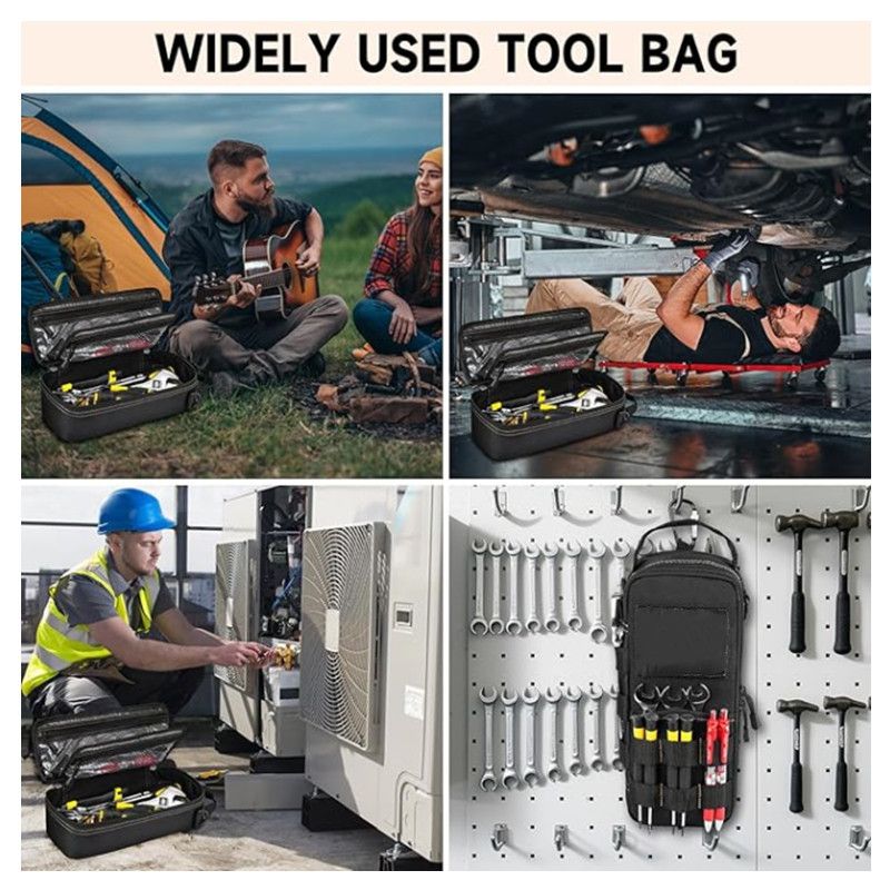 Tactical Tool Pouch Organizer - Heavy Duty Oxford Cloth - Compact MOLLE Utility Bag with Adjustable Shoulder Strap for EDC Small Hand Tools and Outdoor Gear - 12 Inch Black - Image 7