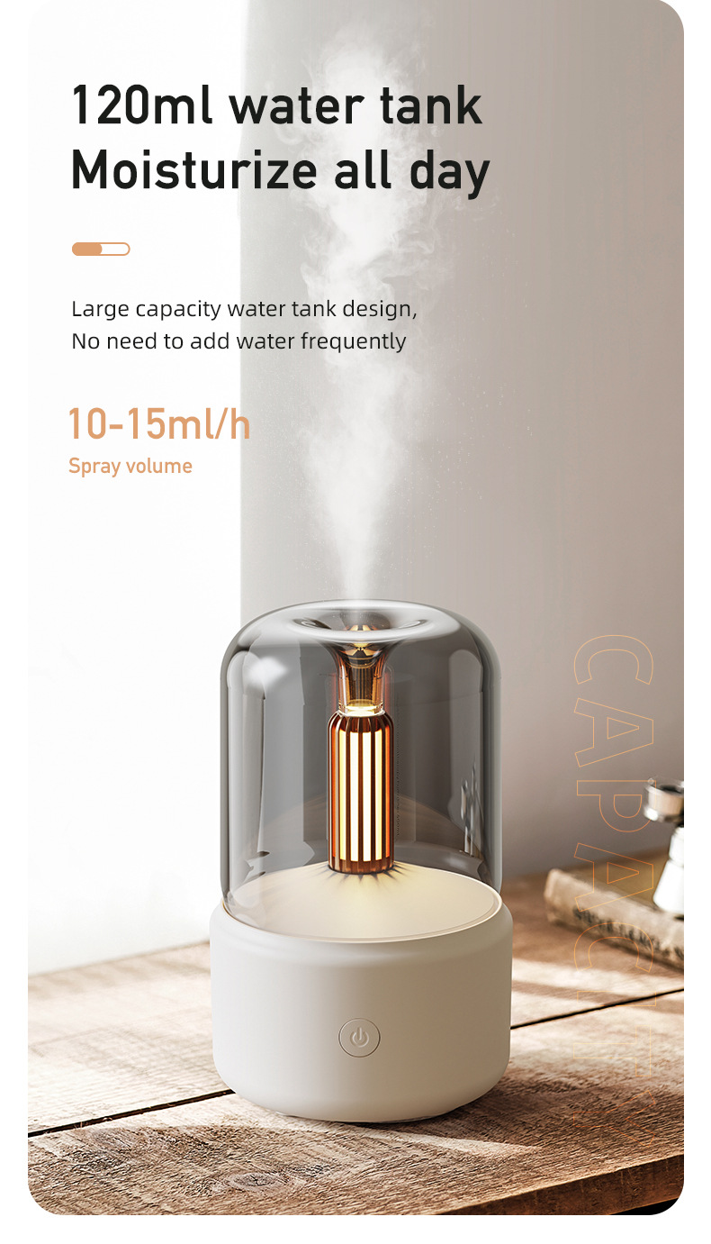 Black Creative Candleligh Aromatherapy Diffuser USB Desktop Ambient Candle Lamp Humidifier - Image 5