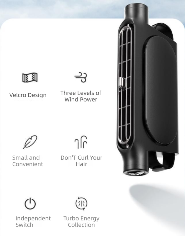 White Car Seat Back Headrest Fan USB Powered Turbine Cooling Fan with 3 Adjustable Speeds - Image 3