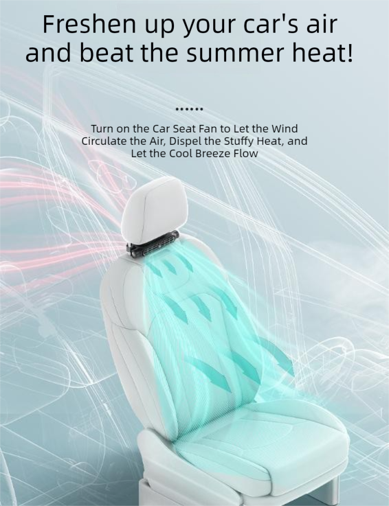 Beige Car Seat Back Headrest Fan USB Powered Turbine Cooling Fan with 3 Adjustable Speeds - Image 2