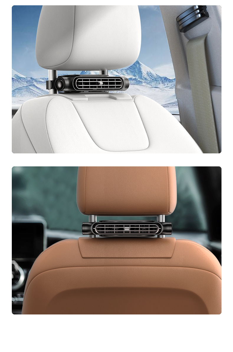 Beige Car Seat Back Headrest Fan USB Powered Turbine Cooling Fan with 3 Adjustable Speeds - Image 3
