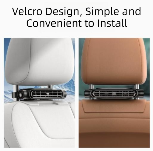 Beige Car Seat Back Headrest Fan USB Powered Turbine Cooling Fan with 3 Adjustable Speeds - Image 5