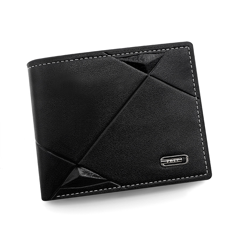 Black Men's PU Leather Bifold Wallet - Slim Short Design with Zipper Coin Pocket - Multi Card Slots and ID Window for Everyday Use - Image 1