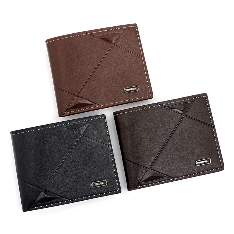 Black Men's PU Leather Bifold Wallet - Slim Short Design with Zipper Coin Pocket - Multi Card Slots and ID Window for Everyday Use - Image 2