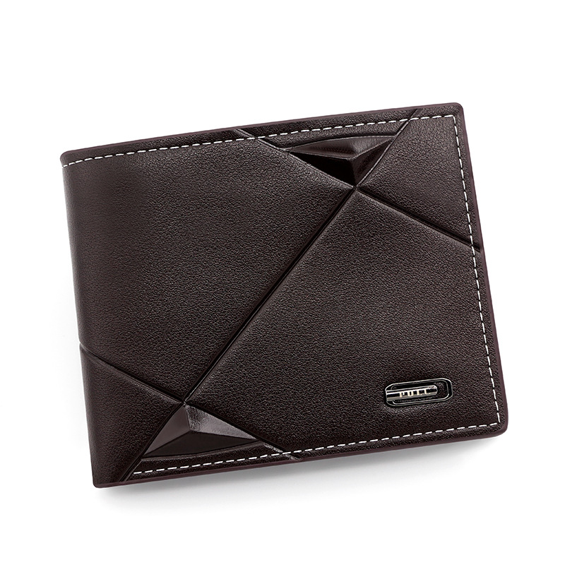 Dark Brown Men's PU Leather Bifold Wallet - Slim Short Design with Zipper Coin Pocket - Multi Card Slots and ID Window for Everyday Use - Image 1