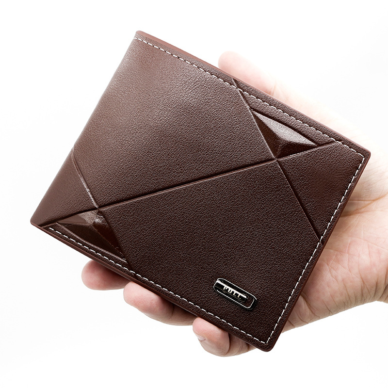 Dark Brown Men's PU Leather Bifold Wallet - Slim Short Design with Zipper Coin Pocket - Multi Card Slots and ID Window for Everyday Use - Image 3