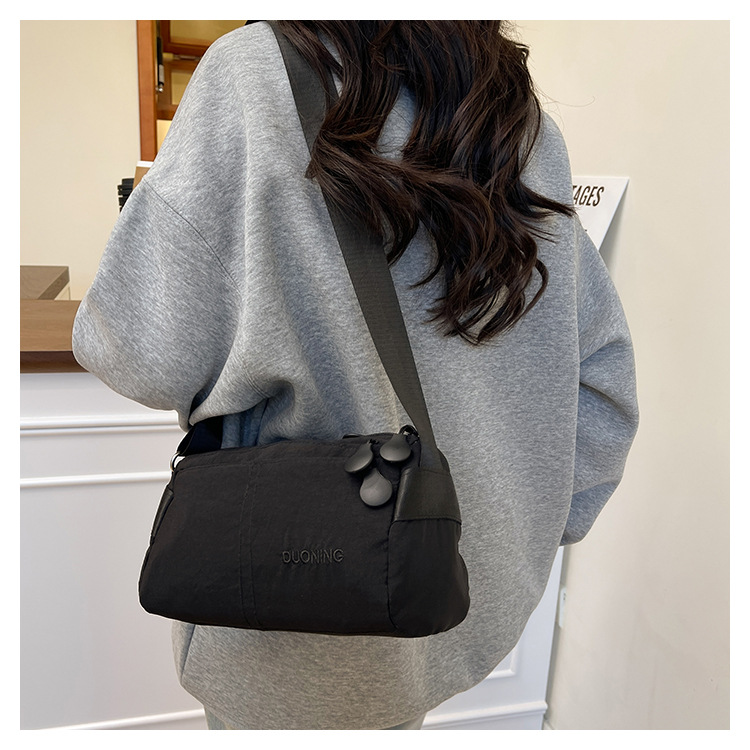 Black Women's Lightweight Nylon Crossbody Bag - Multi-Layer Shoulder Purse with Adjustable Strap for Casual Travel and Daily Use - Image 3