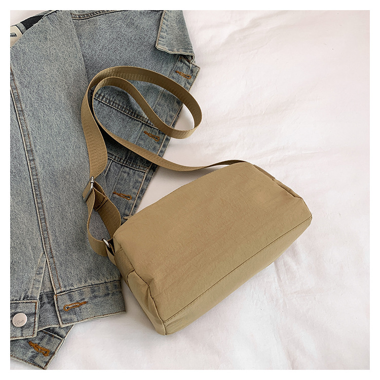 Khaki Women's Lightweight Nylon Crossbody Bag - Multi-Layer Shoulder Purse with Adjustable Strap for Casual Travel and Daily Use - Image 4