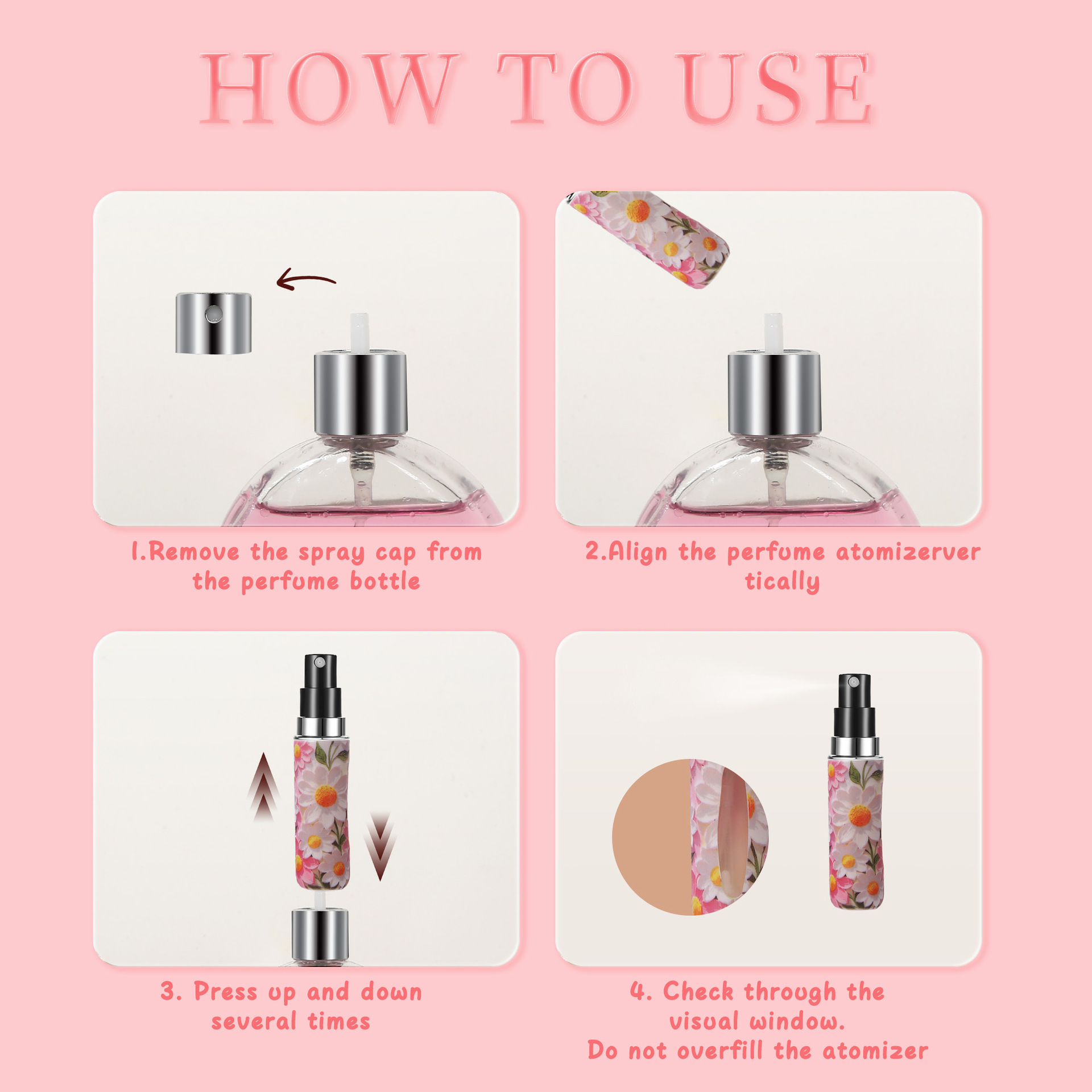 Light Yellow 3 Pcs Portable 5ml Perfume Atomiser Keychain - Refillable Floral Spray Bottle with Butterfly Charm for Travel & Handbag - Image 7