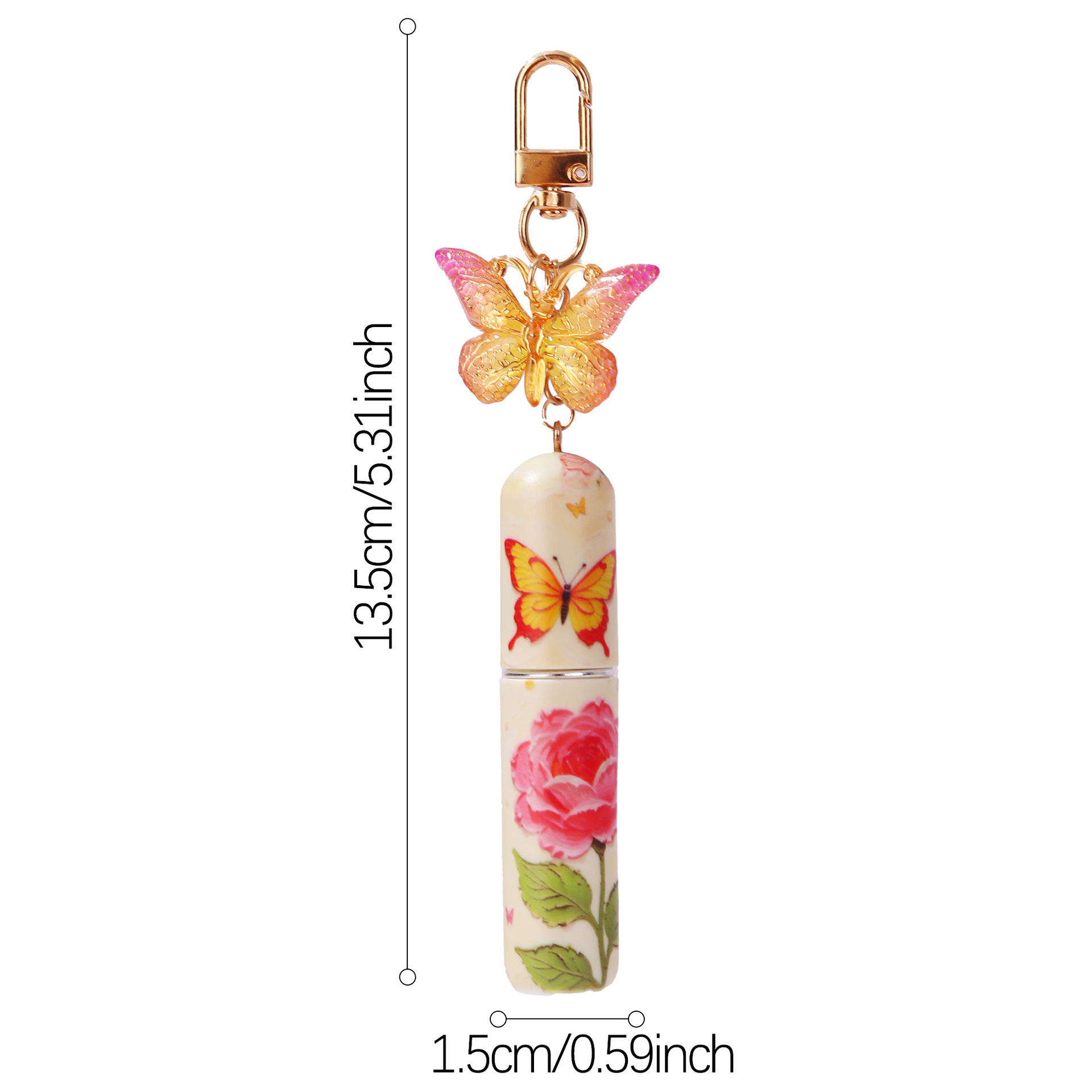 Purple 3 Pcs Portable 5ml Perfume Atomiser Keychain - Refillable Floral Spray Bottle with Butterfly Charm for Travel & Handbag - Image 4