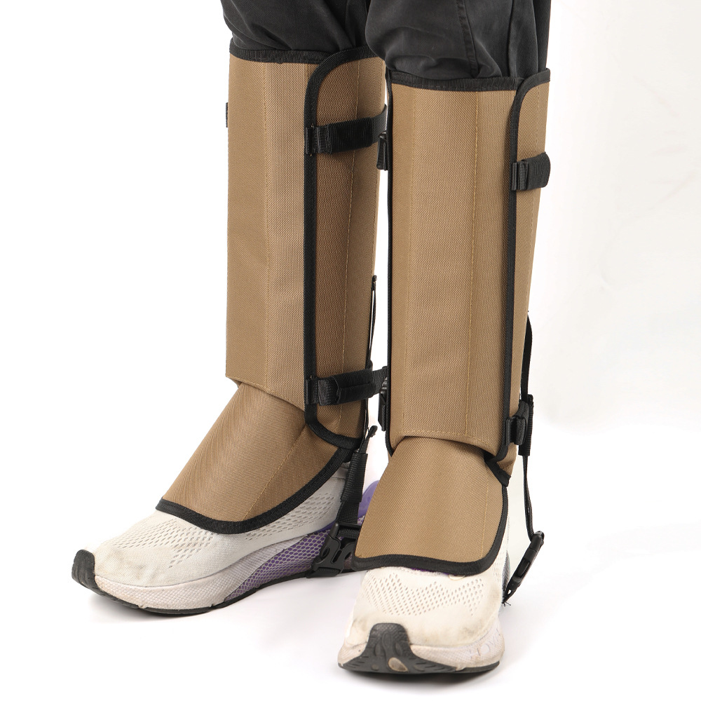Khaki Outdoor Waterproof Leg Gaiters - Anti-Snake Bite & Scratch Protection Boot Covers - Breathable Nylon Oxford Leg Guards for Hiking Camping - Image 1
