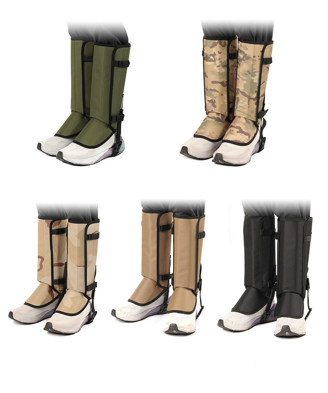 Khaki Outdoor Waterproof Leg Gaiters - Anti-Snake Bite & Scratch Protection Boot Covers - Breathable Nylon Oxford Leg Guards for Hiking Camping - Image 2