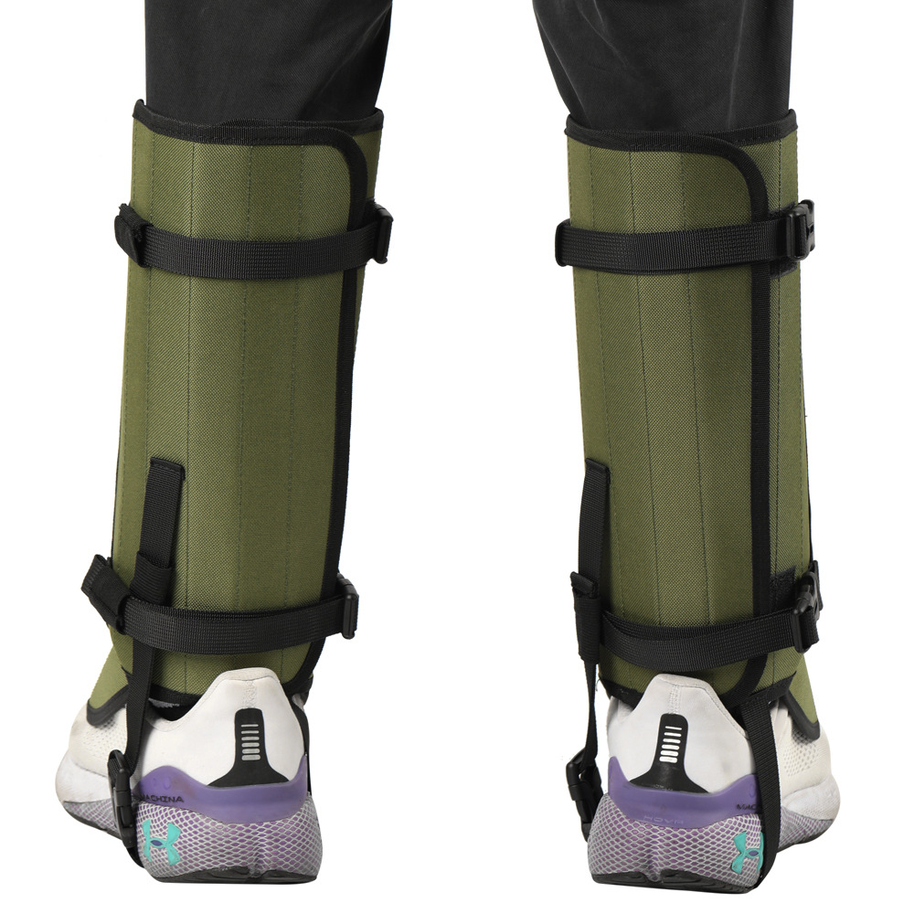 Khaki Outdoor Waterproof Leg Gaiters - Anti-Snake Bite & Scratch Protection Boot Covers - Breathable Nylon Oxford Leg Guards for Hiking Camping - Image 3