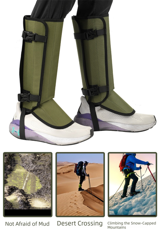 Khaki Outdoor Waterproof Leg Gaiters - Anti-Snake Bite & Scratch Protection Boot Covers - Breathable Nylon Oxford Leg Guards for Hiking Camping - Image 6