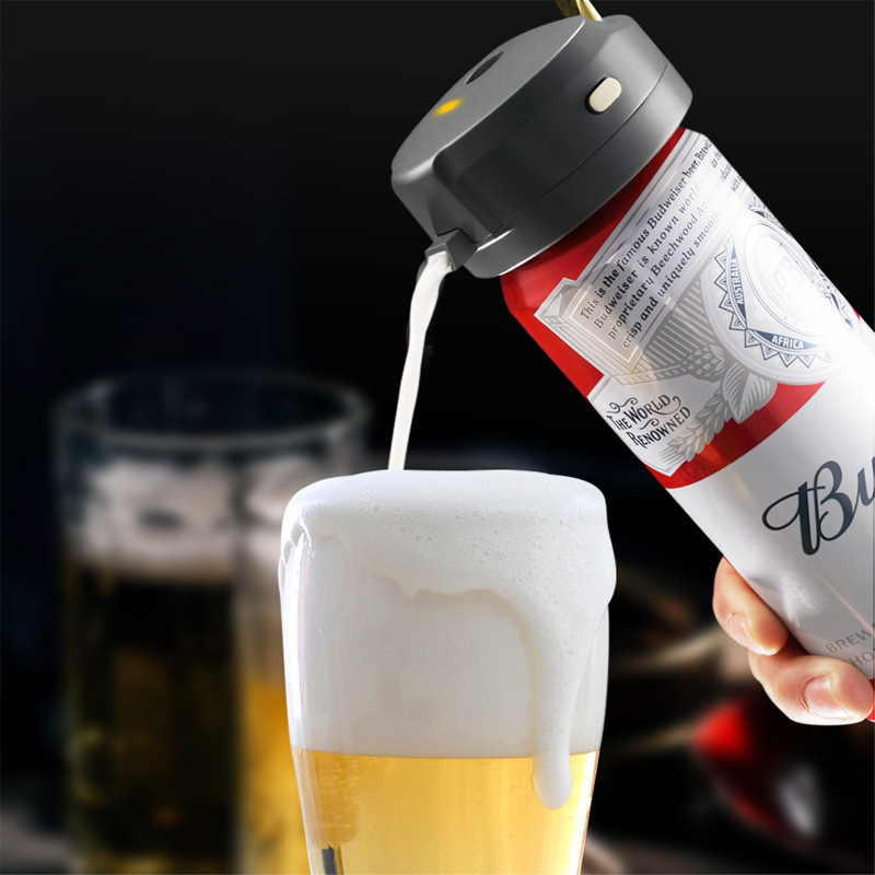 Portable Ultrasonic Beer Foam Maker - Clip-On Canned Beer Dispenser for Creamy Head - Battery Operated Bar Accessory - Image 1