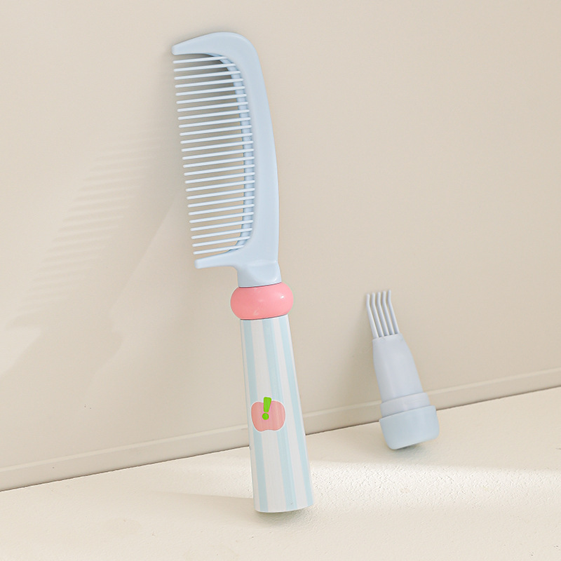 Blue 3-Piece Aesthetic Hair Brush Set - Detangling Air Cushion & Volumising Roller Comb with Hidden Cleaning Claw - Scalp Massage Styling Kit - Image 4