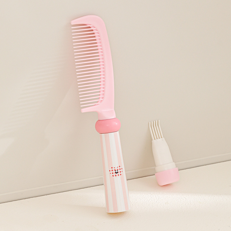 Pink 3-Piece Aesthetic Hair Brush Set - Detangling Air Cushion & Volumising Roller Comb with Hidden Cleaning Claw - Scalp Massage Styling Kit - Image 3