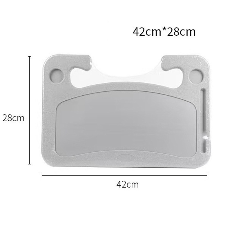 Grey Portable Car Steering Wheel Tray - 2-in-1 Dual Sided Laptop Desk & Food Table with Cup Holder - Universal Auto Interior Accessory for Travel & Mobile Work - Image 1