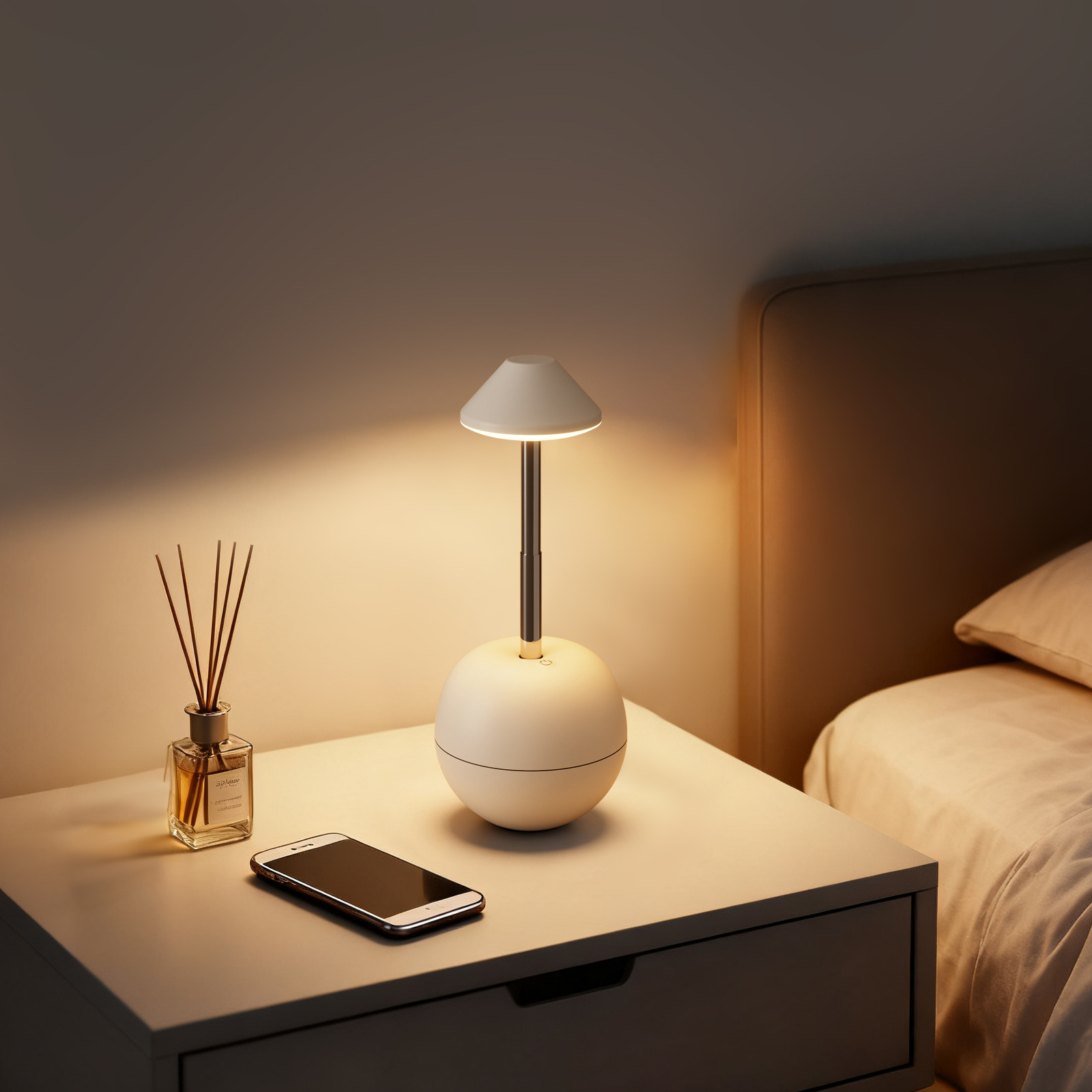 Black Creative Tumbler LED Night Light - Rechargeable RGB Desk Lamp with Remote Control - Height Adjustable, Brightness Adjustable, Bedside Ambient Light - Image 6