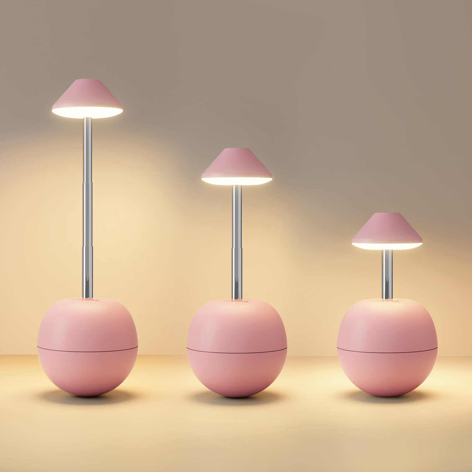 Pink Creative Tumbler LED Night Light - Rechargeable RGB Desk Lamp with Remote Control - Height Adjustable, Brightness Adjustable, Bedside Ambient Light - Image 1