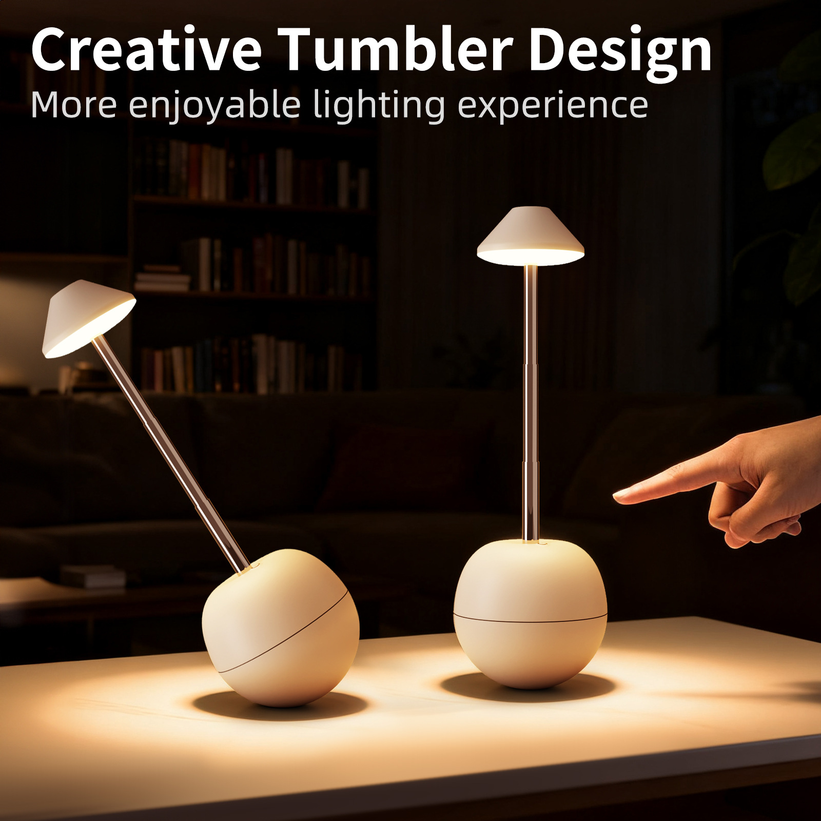 Pink Creative Tumbler LED Night Light - Rechargeable RGB Desk Lamp with Remote Control - Height Adjustable, Brightness Adjustable, Bedside Ambient Light - Image 4