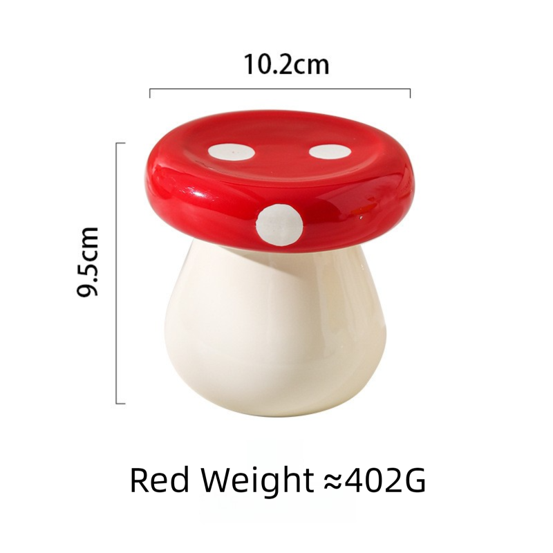 Red Stylish Mushroom Ceramic Toothpick Holder and Cotton Swab Jar for Home Kitchen Table Decor(Excluding cotton swabs, dental floss, etc.) - Image 1