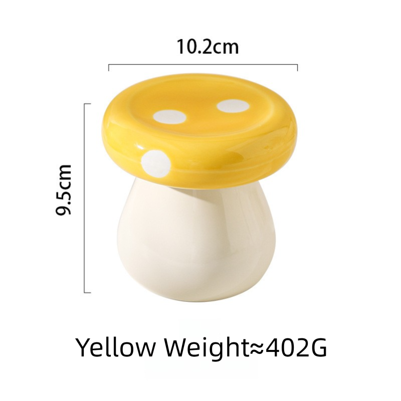 Yellow Stylish Mushroom Ceramic Toothpick Holder and Cotton Swab Jar for Home Kitchen Table Decor(Excluding cotton swabs, dental floss, etc.) - Image 1