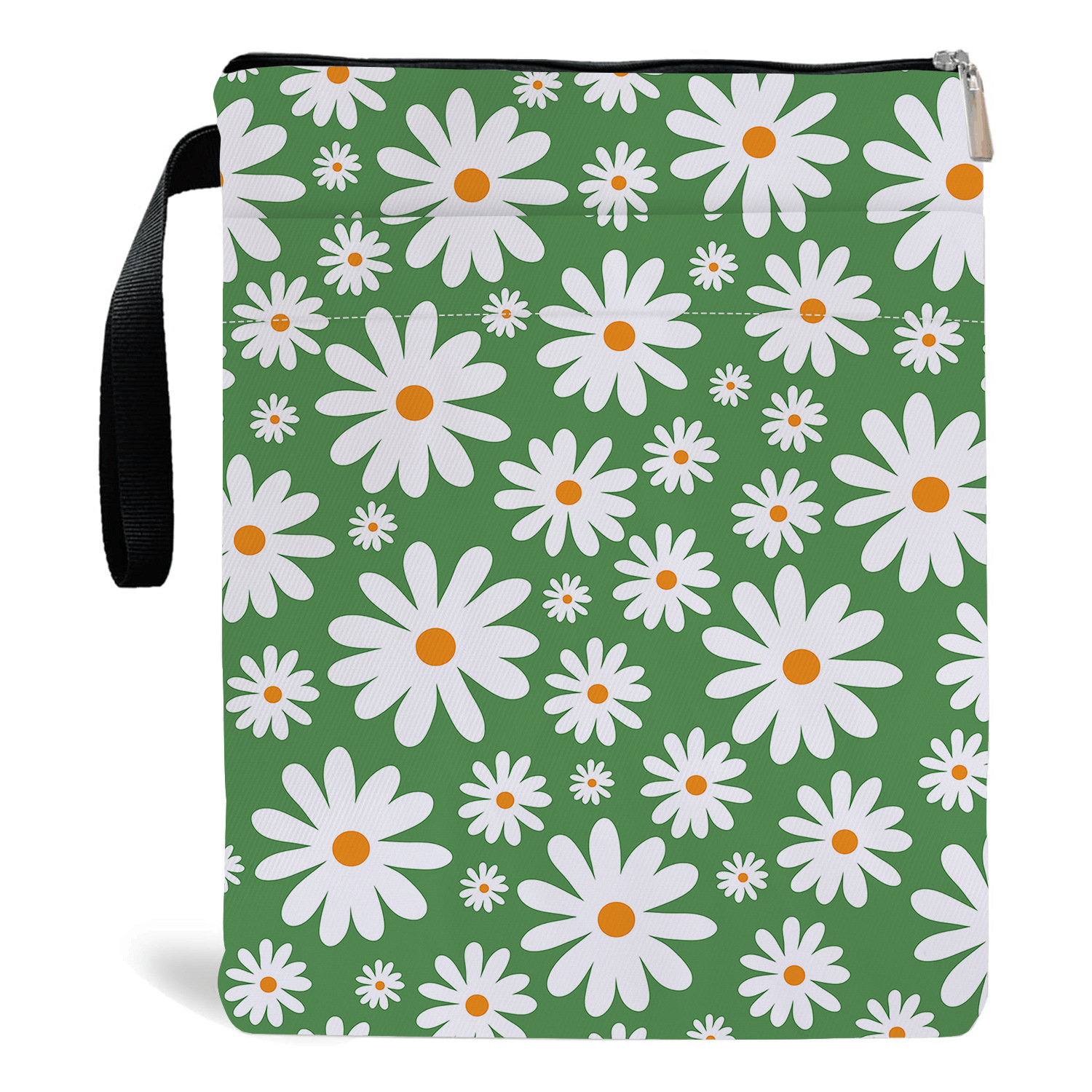Green Floral pattern book cover with zippered pocket - Lightweight polyester book cover, suitable for books and tablets(BS001) - Image 1