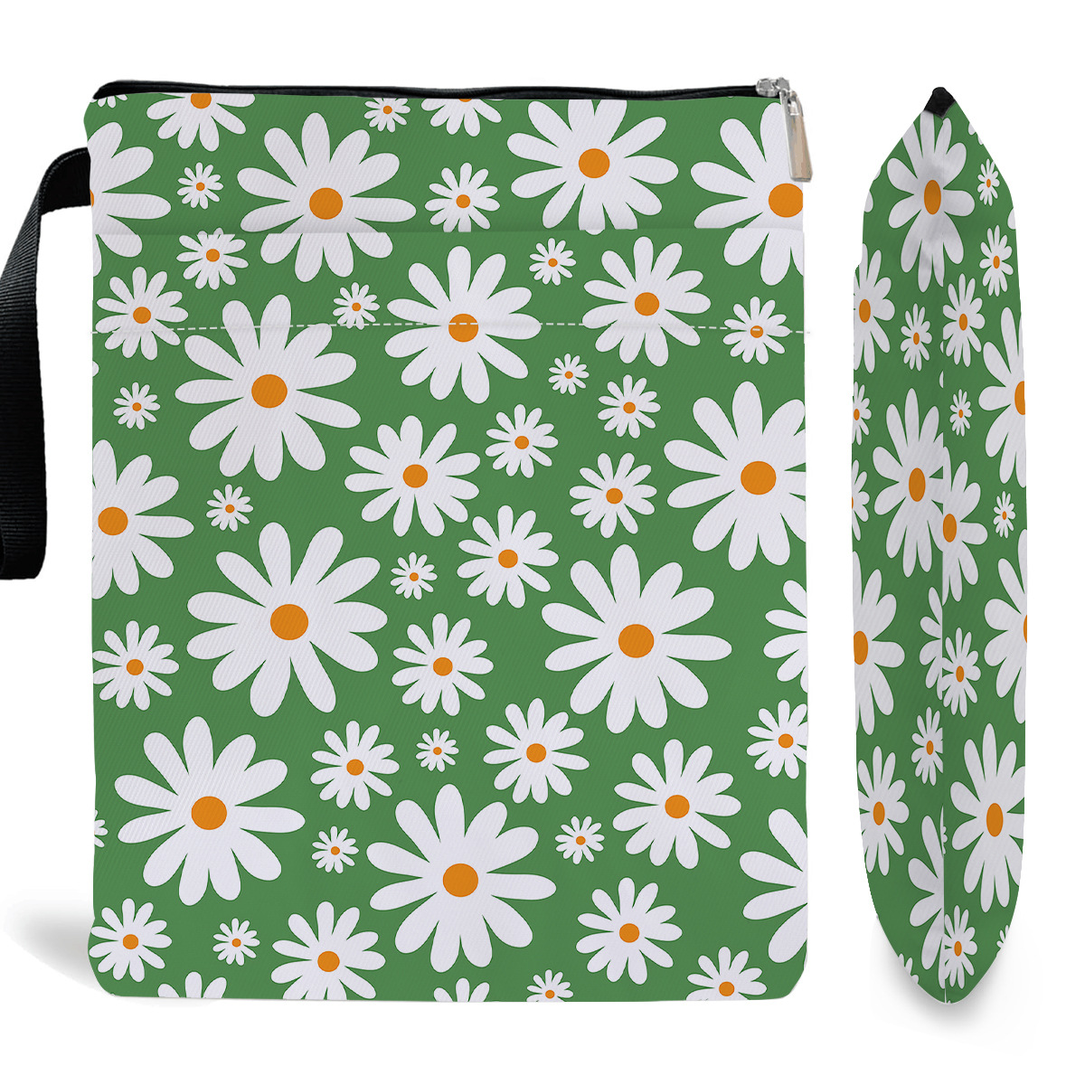 Green Floral pattern book cover with zippered pocket - Lightweight polyester book cover, suitable for books and tablets(BS001) - Image 2