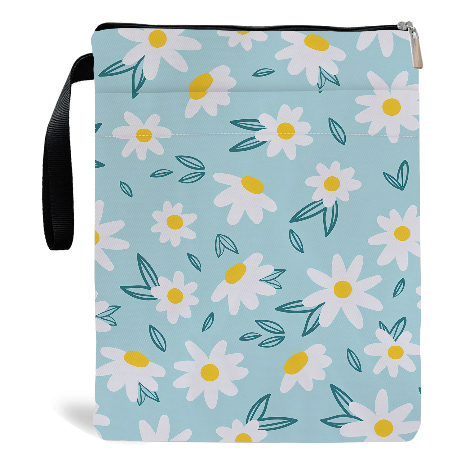 Blue Floral pattern book cover with zippered pocket - Lightweight polyester book cover, suitable for books and tablets(FBS001) - Image 1