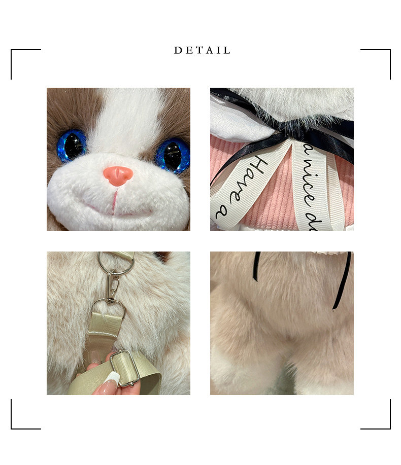 Black Adorable Plush Cat Backpack - Soft Furry Doll Bag with Zipper Compartment for Girls and Women - Image 5