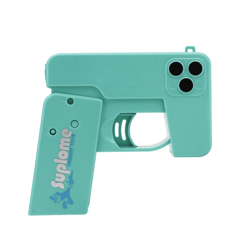 2 Pcs Green Mini Foldable Phone Water Gun - Portable Dual-Nozzle Spray Toy for Summer Fun and Stress Relief - Image 1
