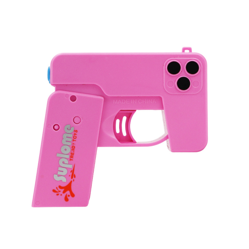 2 Pcs Pink Mini Foldable Phone Water Gun - Portable Dual-Nozzle Spray Toy for Summer Fun and Stress Relief - Image 1