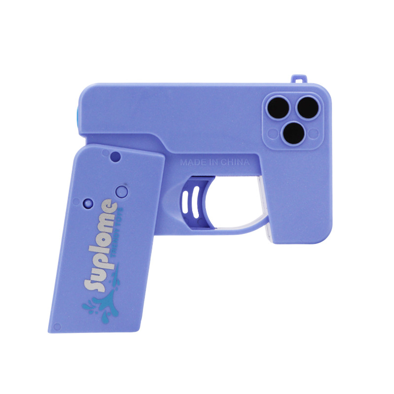 2 Pcs Blue Mini Foldable Phone Water Gun - Portable Dual-Nozzle Spray Toy for Summer Fun and Stress Relief - Image 1