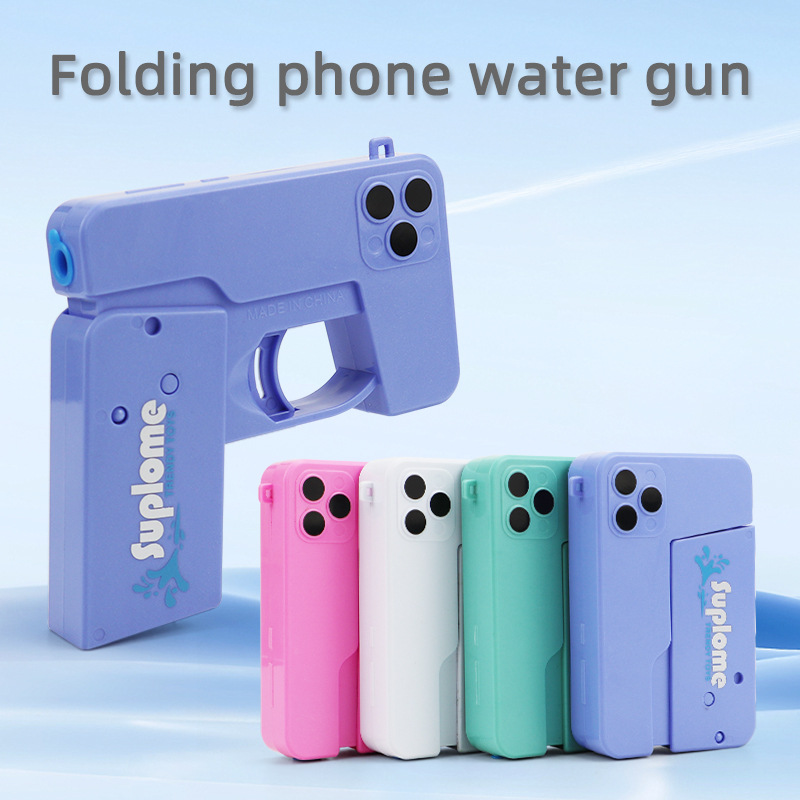 2 Pcs Blue Mini Foldable Phone Water Gun - Portable Dual-Nozzle Spray Toy for Summer Fun and Stress Relief - Image 2