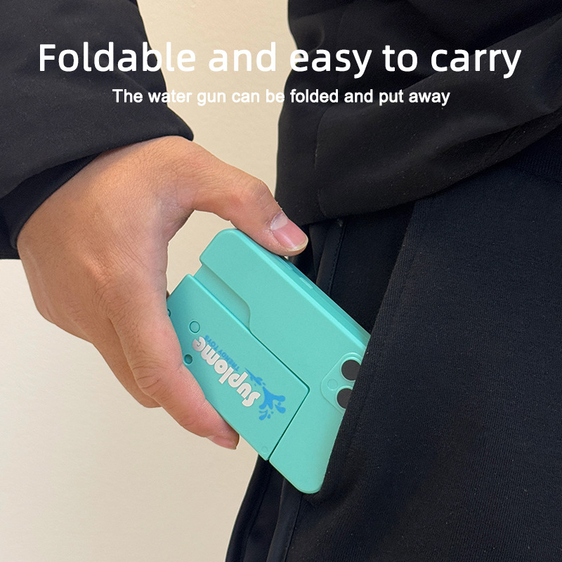 2 Pcs Blue Mini Foldable Phone Water Gun - Portable Dual-Nozzle Spray Toy for Summer Fun and Stress Relief - Image 4