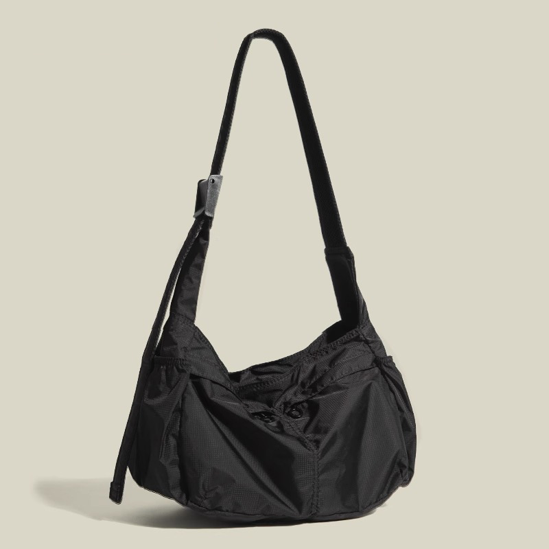 Black Large Capacity Nylon Tote Bag - Water Resistant Casual Shoulder Bag for Daily Use and Outdoor Activities - Image 1